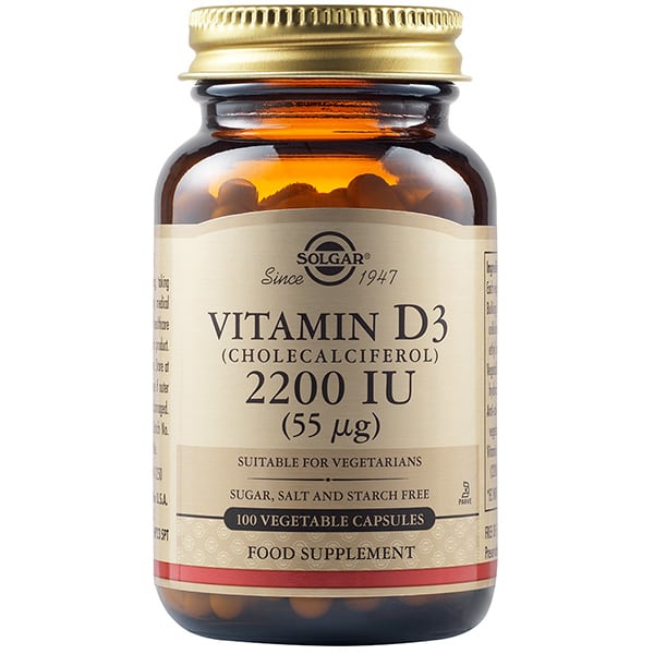 Solgar Vitamin D3 2200 IU (55 mcg), 100 Vegetable Capsules