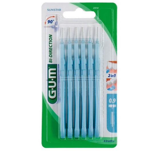 GUM Bi-Direction Interdental Brushes 0.9mm 6pcs