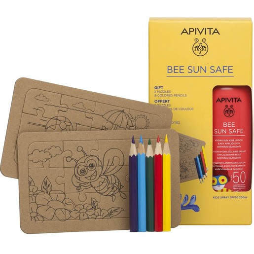 Apivita Promo Bee Sun Safe Hydra Sun Kids Lotion Spf50, 200ml & Δώρο Παζλ 2 Τεμάχια & Ξυλομπογιές 5 Τεμάχια