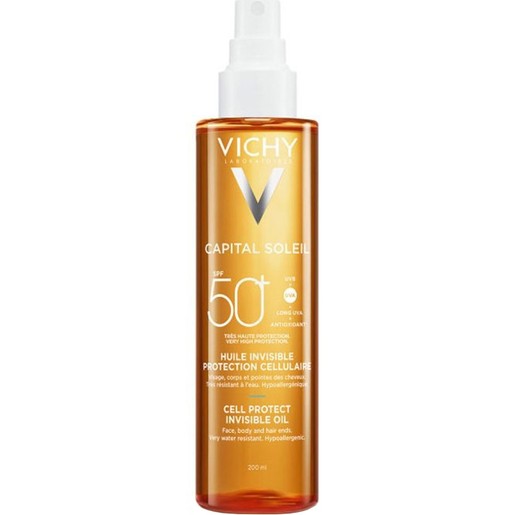 Vichy Capital Soleil Spf50+ Cell Protect Invisible Oil for Face, Body & Hair Ends 200ml