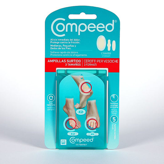 Compeed Blister Mix Pack Επιθέματα για Φουσκάλες, 3 Διαφορετικά Μεγέθη, 5 Τεμάχια