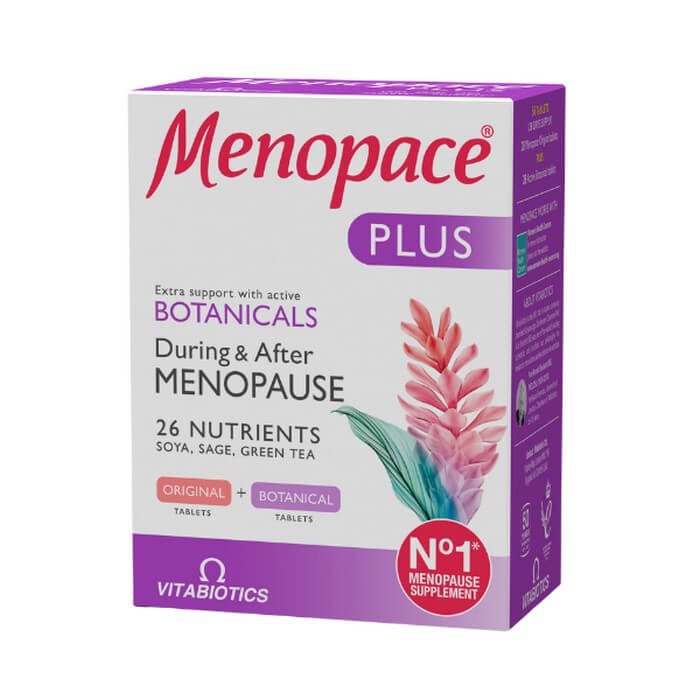 Menopace Plus - Συμπλήρωμα Διατροφής για την Εμμηνόπαυση 56 ταμπλέτες (28 πολυβιταμινούχες + 28 με ενεργά φυτικά εκχυλίσματα)