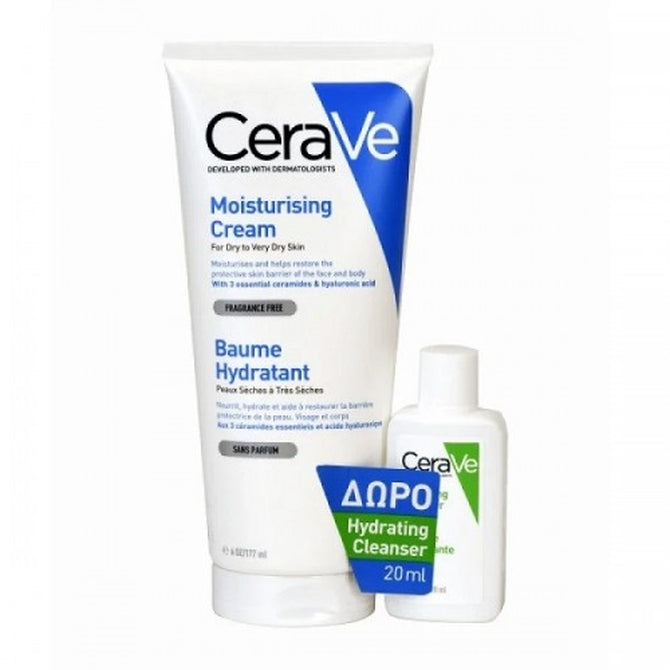 CeraVe Promo Moisturising Cream for Dry to Very Dry Skin 177ml & Δώρο Hydrating Cleanser 20ml