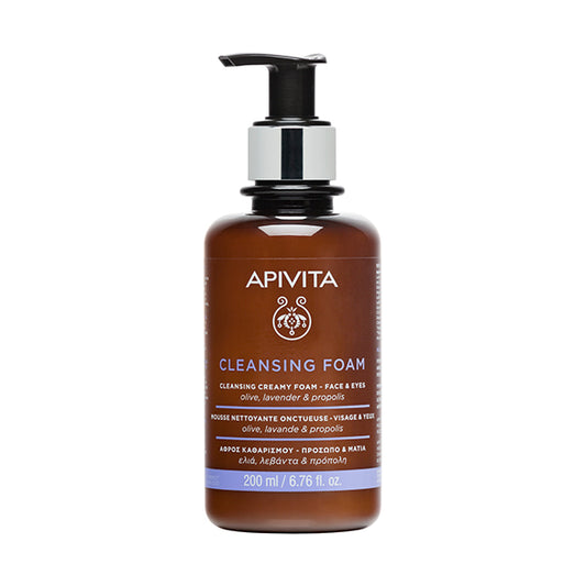 Apivita Cleansing Creamy Foam for Face & Eyes with Olive & Lavender, 200ml