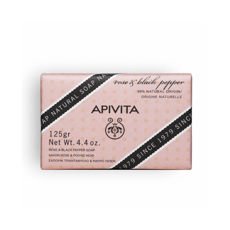 Apivita Natural Soap with Rose & Black Pepper 125g