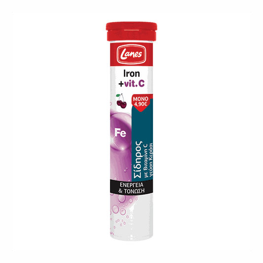 Lanes Iron & Vitamin C, Cherry Flavored, 20 Αναβράζουσες Ταμπλέτες