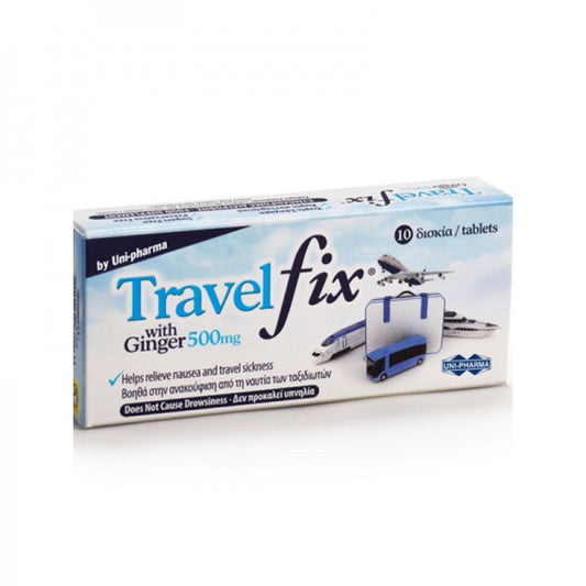 Travel Fix 500mg - Συμπλήρωμα Διατροφής με Εκχύλισμα Τζίντζερ για Ανακούφιση από τη Ναυτία των Ταξιδιωτών