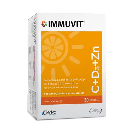 Immuvit C+D3+Zn - Συμπλήρωμα Διατροφής 30 κάψουλες