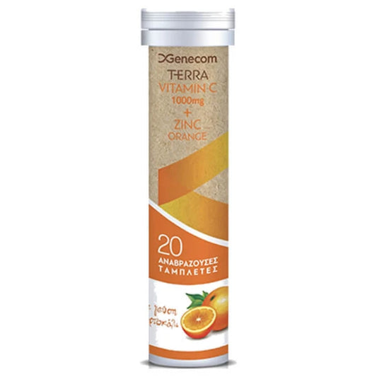 Genecom Terra Vitamin C 1000mg + Zinc 20 Αναβράζοντα Δισκία