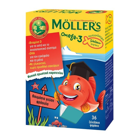 Möller's Omega-3 Ζελεδάκια με Γεύση Φράουλα 36 τμχ