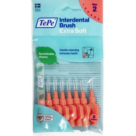 TePe Interdental Brushes Original Extra Soft Size 2 Red 0.5 mm (8 Pieces/Packet)