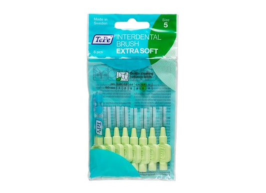 TePe Interdental Brushes Original Extra Soft Size 5 Green 0.8 mm (8 Pieces/Packet)