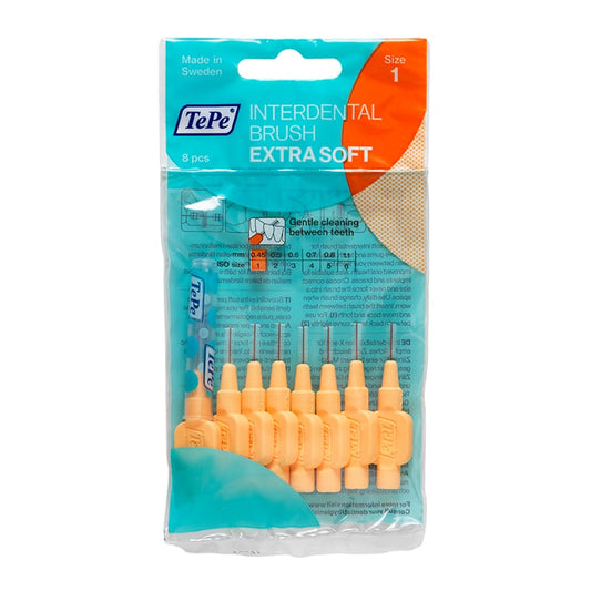 TePe Interdental Brushes Original Extra Soft Size 1 Orange 0.45 mm (8 Pieces/Packet)