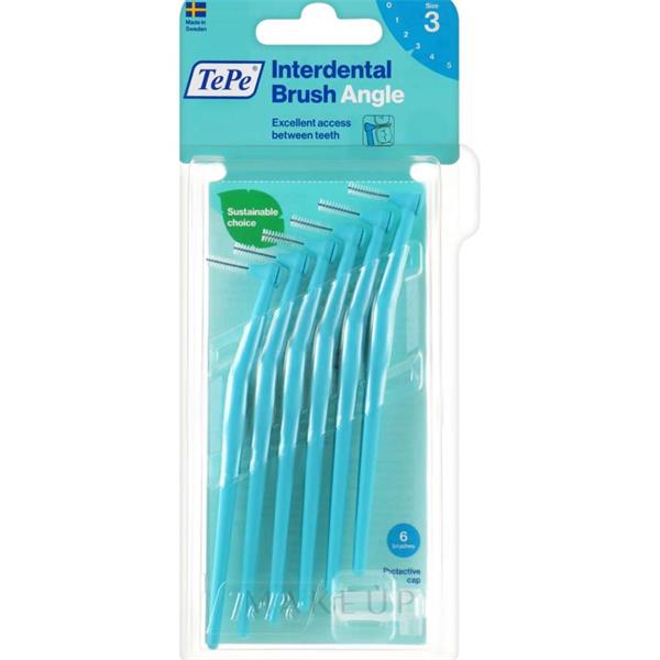 TePe Interdental Brushes Angle Blue Size 3 (0.6mm) - 6 Pack