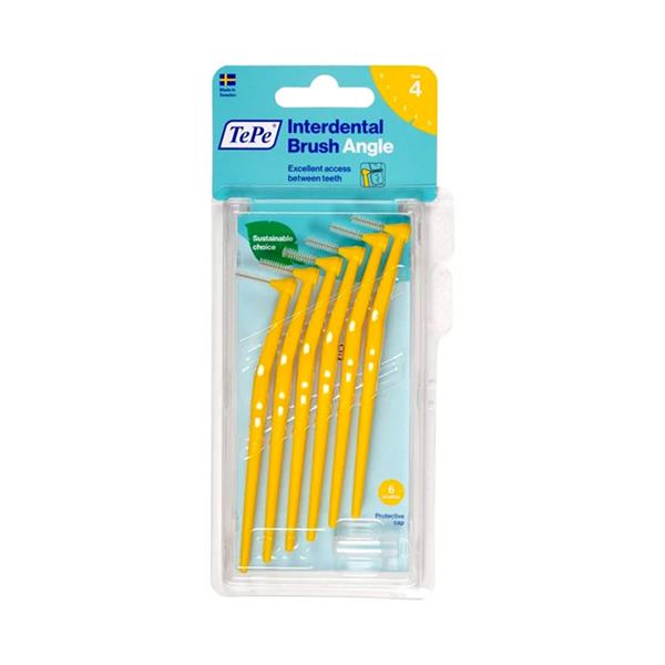 TePe Interdental Brushes Angle Yellow Size 4 (0.7 mm) - 6 Pack