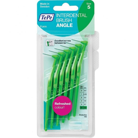 TePe Interdental Brushes Angle Green 0.8mm Size 5, 6 Pack