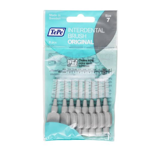 TePe Interdental Brushes Original Size 7 Grey 1.3 mm (8 Pieces/Packet)