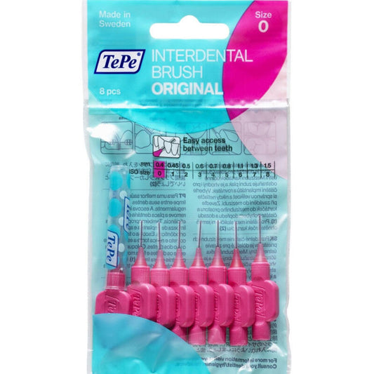 TePe Interdental Brushes Original Size 0 Pink 0.4 mm (8 Pieces/Packet)