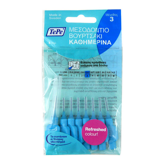 TePe Interdental Brushes Original Size 3 Blue 0.6 mm (8 Pieces/Packet)