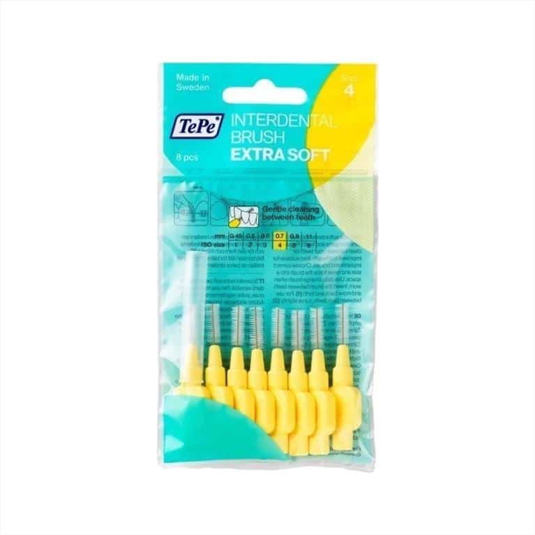 TePe Interdental Brushes Original Size 4 Yellow 0.7 mm (8 Pieces/Packet)