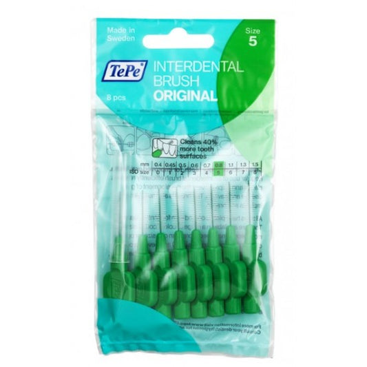 TePe Interdental Brushes Original Size 5 Green 0.8 mm (8 Pieces/Packet)