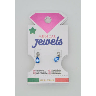 Medical Jewels POST 384 ORECCHINO PENDENTE GOCCIA ACQUAMARINA