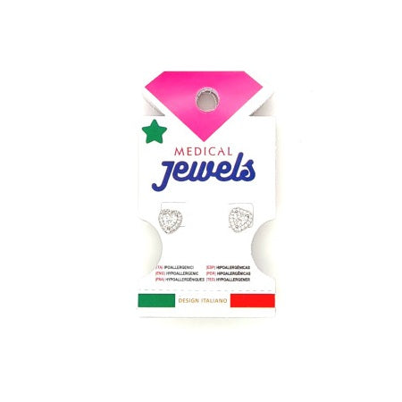 Medical Jewels POST 388 Orecchino Lobo Cuore Bianco