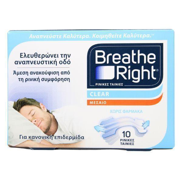 Breathe Right Clear Ρινικές Ταινίες Μεσαίου Μεγέθους, 10τεμ