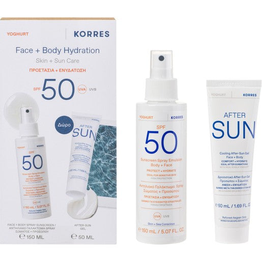 Korres Yoghurt Sunscreen Face & Body Hydration Spray Spf50, 150ml & Δώρο Cooling After-Sun Gel for Face & Body 50ml