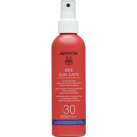 Apivita Bee Sun Safe Hydra Melting Ultra-Light Face & Body Spray With Marine Algae & Propolis Spf30, 200ml