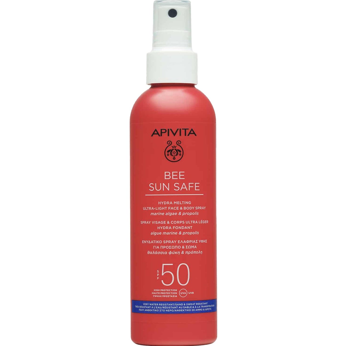 Apivita Bee Sun Safe Hydra Melting Ultra-Light Face & Body Spray With Marine Algae & Propolis Spf50, 200ml