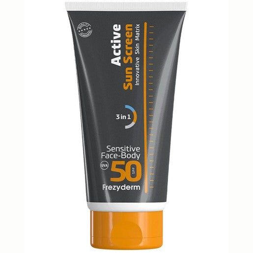 Frezyderm Active Sun Screen Sensitive Face & Body Spf50, Ενεργή Κρέμα Υψηλής Αντηλιακής Προστασίας Προσώπου-Σώματος, 150ml